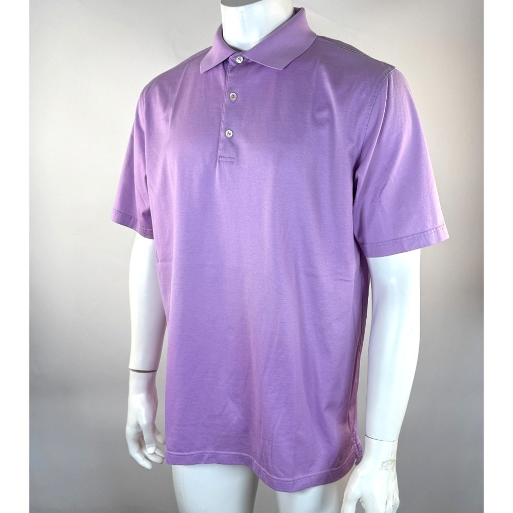 Peter Millar Crown Ease Golf Polo Shirt Mens L EUC Cotton Short Sleeve Purple - Picture 3 of 10